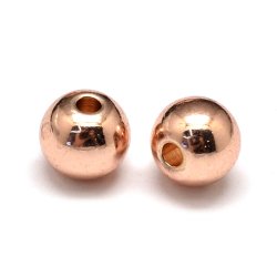 Perle, Rosgold plattiertes Messing, blank rund, Durchmesser 6 mm. 20 Stck