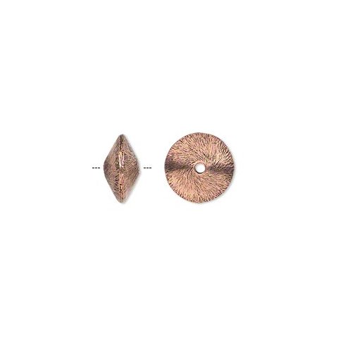 Kobber, spids disk-perle, 14x7 mm. 4 stk.