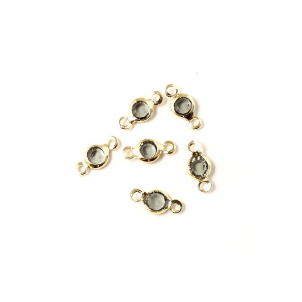 Crystal, gray crystal in gold-plated setting with 2 eyes, 10x5m, 6pcs.