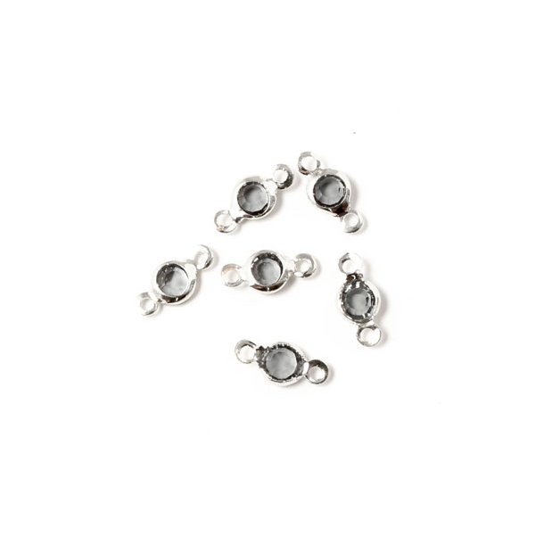 Crystal, gray crystal in silver-plated setting with 2 eyes, 10x5m, 6pcs.