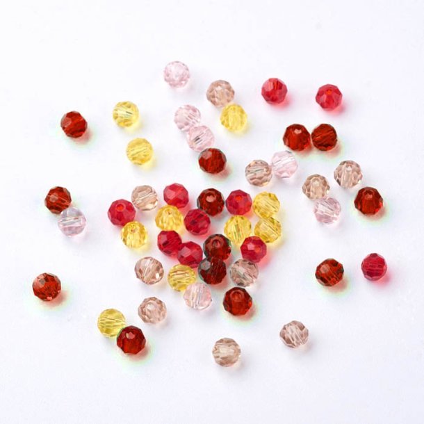 Celestial crystal, facetted, round, mixed colors, 4mm, 50pcs.