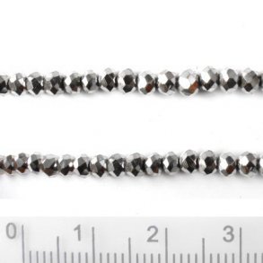 Celestial Kristall, ganzer Strang, dunkel silber, ca. 4x3 mm, 100 Stk.