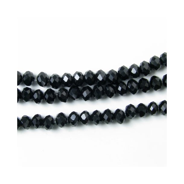 celestial crystal, rondelle-shaped, complete strand, black, 3,5x2,5mm, 190pcs.