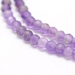 Amethyst, ganzer Strang, helles Lila, rund facettiert, ca. 3 mm, 130 Stk.