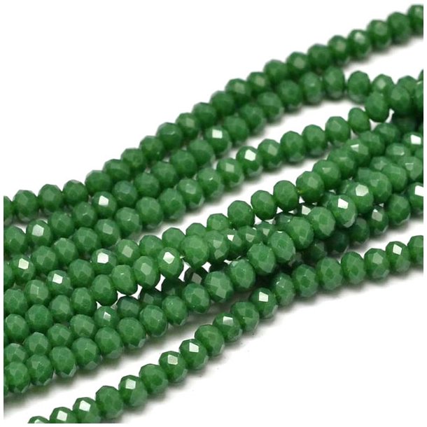 celestial crystal, complete strand, dark lawn green, 3,5x2,5 mm, ca. 140pcs.