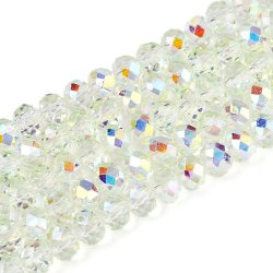 Celestial glass beads, full strand, honeydew AB, faceted rondelle, 4x3.5 mm, 100pcs