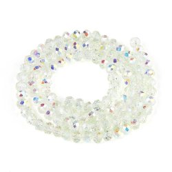 Celestial glass beads, full strand, honeydew AB, faceted rondelle, 4x3.5 mm, 100pcs