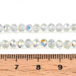Celestial glass beads, full strand, honeydew AB, faceted rondelle, 4x3.5 mm, 100pcs