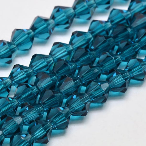 Celestial crystal, complete strand, bicone, faceted steelblue,  4x4 mm, 110pcs.