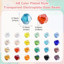 Perlenset, Celestial Kristall, Glasperlen, Bikone, 24 Farben, 4x4 mm, 3600 Stk