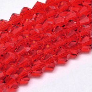 Celestial Kristall, ganzer Strang, Bikone, facettiert Rot, 4x4 mm, 110 Stk.