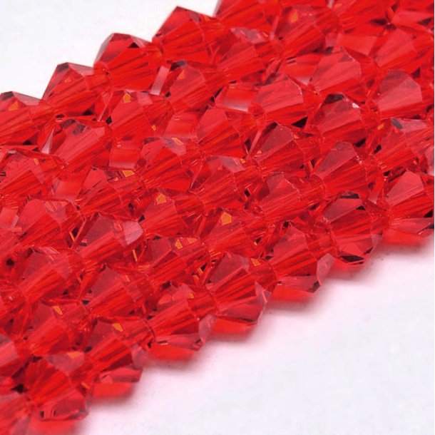 Celestial crystal, complete strand, bicone, faceted red,  4x4 mm, 110pcs.