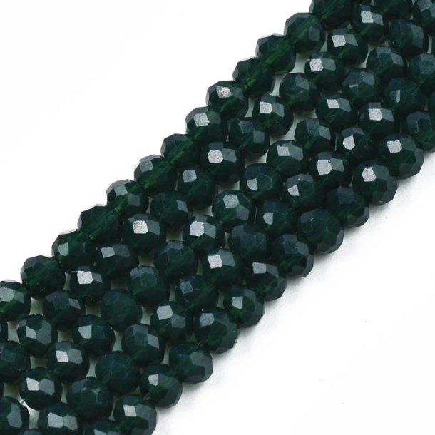 Celestial crystal, whole strand, cloudy, dark green, roundel, 3,5x3mm,190 pieces