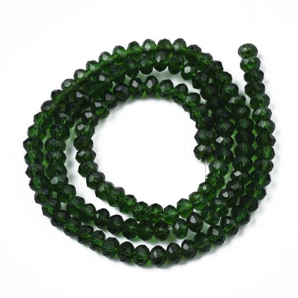 Celestial crystal, whole strand, clear, dark green, roundel, 3,5x3mm,190 pieces
