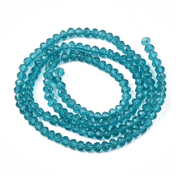 Celestial crystal, whole strand, clear, light turquoise, roundel, 3,5x3mm,190 pieces