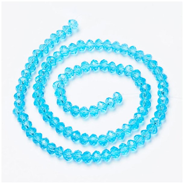 Celestial crystal, whole strand, clear, blue, roundel, 3,5x3mm,190 pieces