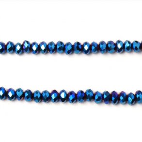 Celestial Kristall, ganzer Strang, metallisch blau, 3x2 mm, 180 Stk.