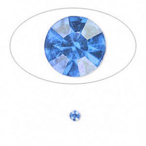 Kristalle zum Einfassen, blau, facettiert, kegelförmige Rückseite, 3x2,1 mm, 20 Stk.