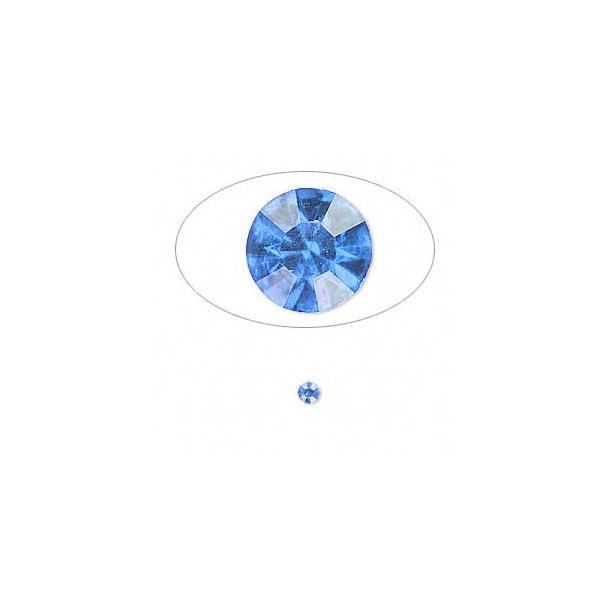 Kristalle zum Einfassen, blau, facettiert, kegelf&ouml;rmige R&uuml;ckseite, 3x2,1 mm, 20 Stk.