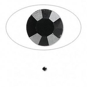 Kristalle zum Einfassen, opak schwarz, facett., kegelförmige Rückseite, 2,2x1,3 mm, 20 Stk.