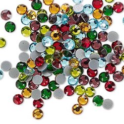 Glas-Strasssteine, facettiert, cabochon, gemischte Farben, 4,6x1,5 mm, 50 Stk.