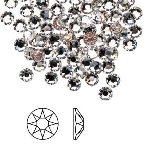 krystal, facetteret rhinsten, klar, flat-back med rosa folie, 3,8x1,5 mm, 20 stk