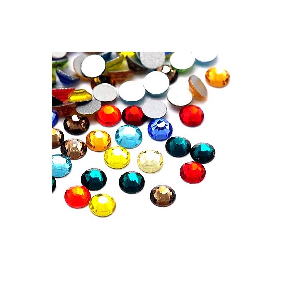 Glas-Strasssteine, facettiert, cabochon, gemischte Farben, 3,8x1,5 mm, 50 Stk.