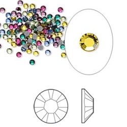 Hotfix Swarovski Strasssteine, t&uuml;rkis-gelb-rosa Farben, 1,8x1,5 mm, 20 Stk