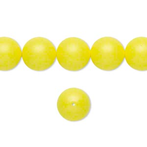 Lackierte Kristallperlen, rund, neon gelb, 10 mm, 25 Stk