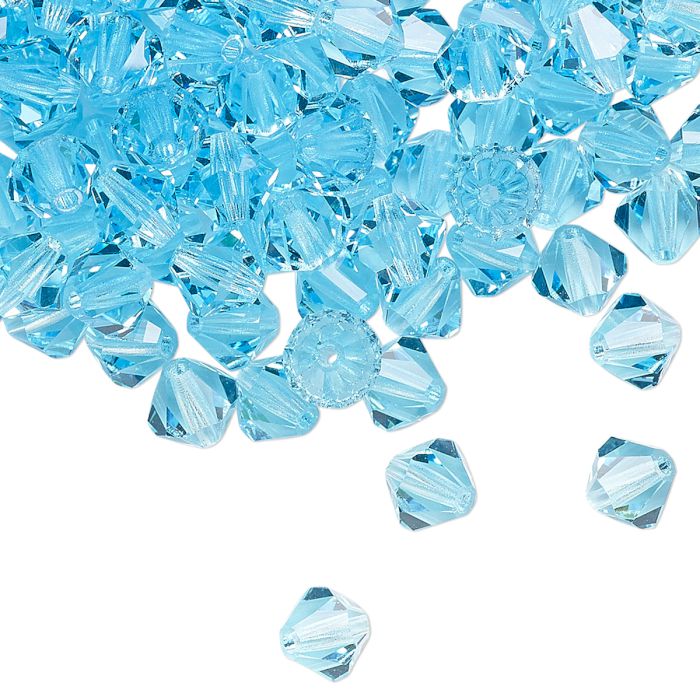 Preciosa, Kristall, Perle, aqua bohemica tukis, Doppelkegel, 3mm, 10 Stück