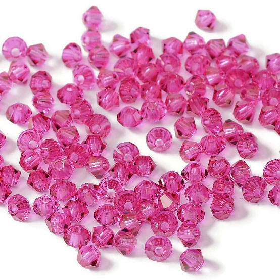 Preciosa, Krystal, Perle, Fuchsia, Bicone, 4 mm, 10 Stk til Smykkefremstilling