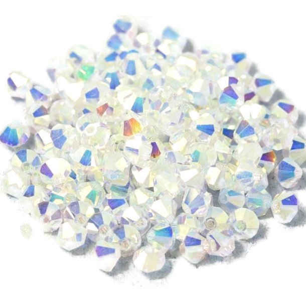 Preciosa, crystal, pearl, clear Crystal, 2xAB, iridescent, bicone, 4 mm, 10 pcs