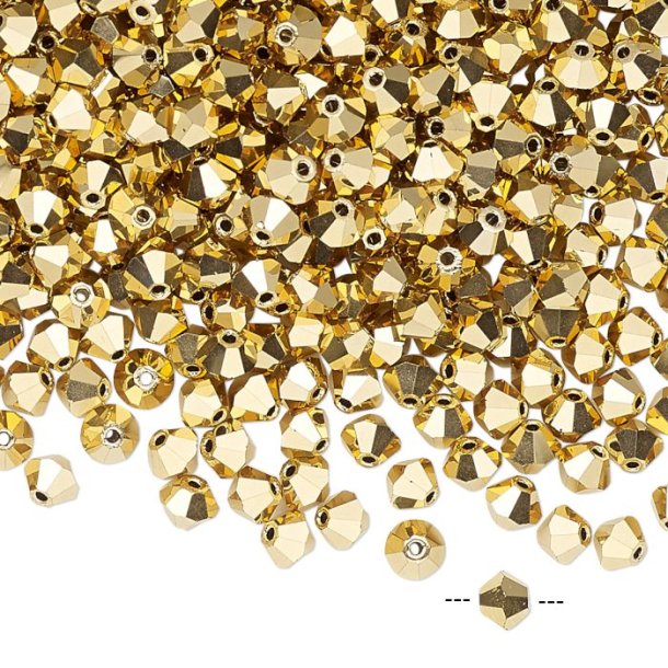 Preciosa, crystal, bead, golden, bicone, 4mm, 10 pcs