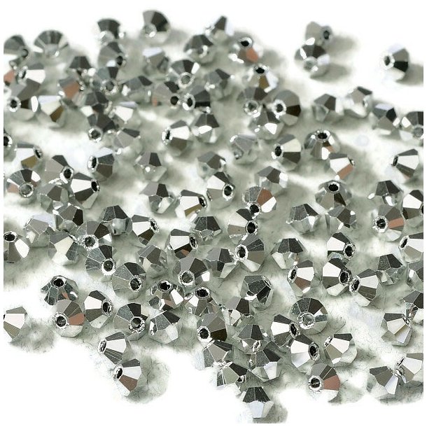 Preciosa, crystal, pearl, full Labrador, silver, bicone, 4 mm, 10 pcs