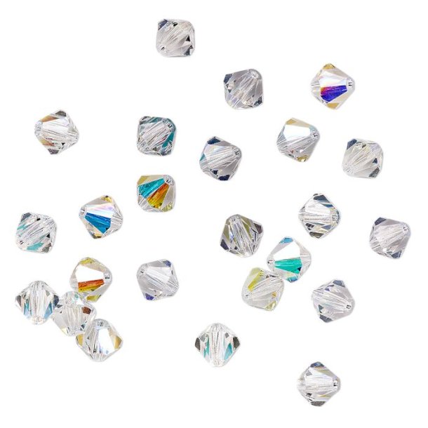 Preciosa, crystal, bead, gray-blue rainbow, AB, iridescent, bicone, 3mm, 10 pcs