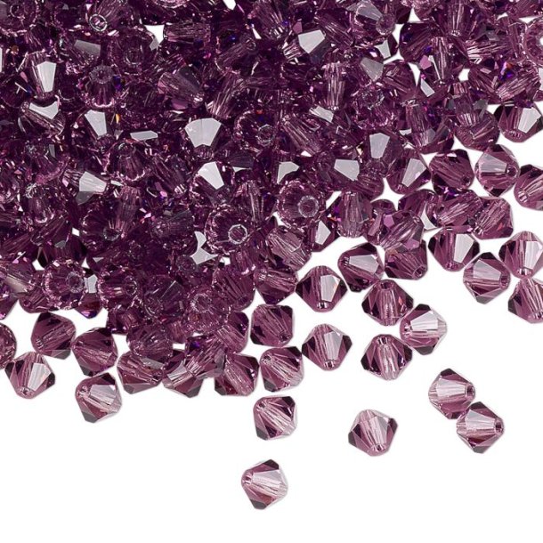 Preciosa, crystal, bead, amethyst purple, bicone, 4mm, 10 pcs