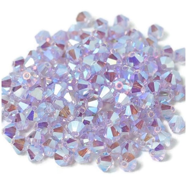 Preciosa, crystal, pearl, violet, 2xAB, iridescent, bicone, 4 mm, 10 pcs