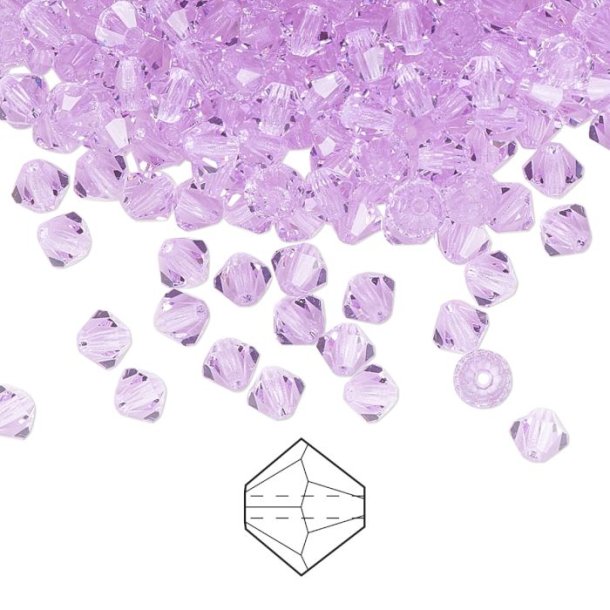 Preciosa, crystal, bead, violet,  bicone, 3mm, 10 pcs