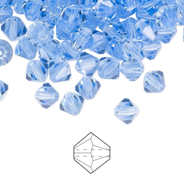 Preciosa, crystal, bead, light sapphire blue, bicone, 4mm, 10 pcs