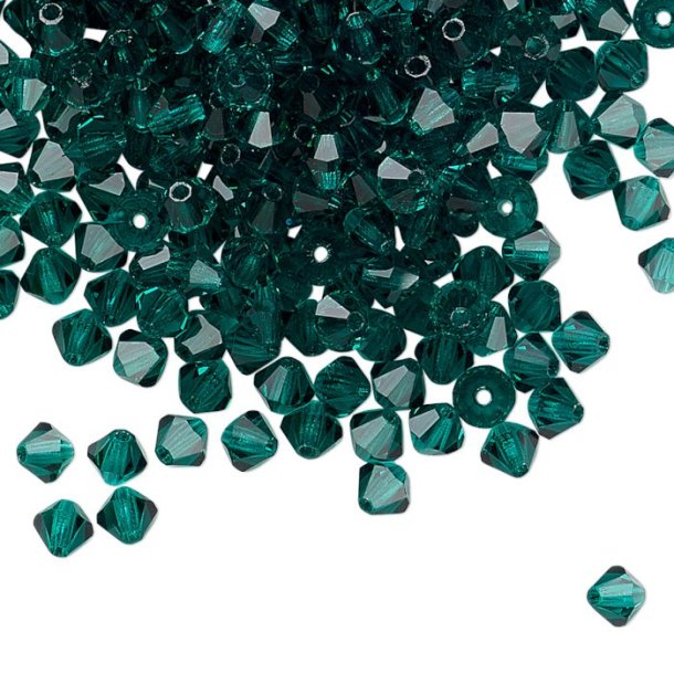 Preciosa, crystal, bead, emerald green, bicone, 4mm, 10 pcs