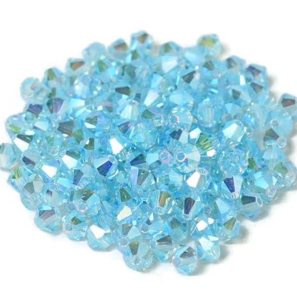 Preciosa, crystal, pearl, Aqua Bohemica turquoise, 2xAB, iridescent, bicone, 4 mm, 10 pcs