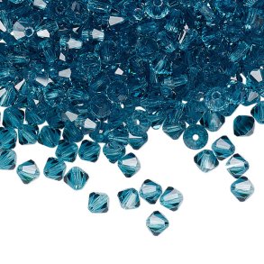 Preciosa, crystal, pearl, indicolite bluish, bicone, 4 mm, 10 pcs