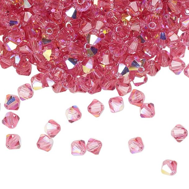 Preciosa, crystal, bead, rose, AB, iridescent, bicone, 4mm, 10 pcs