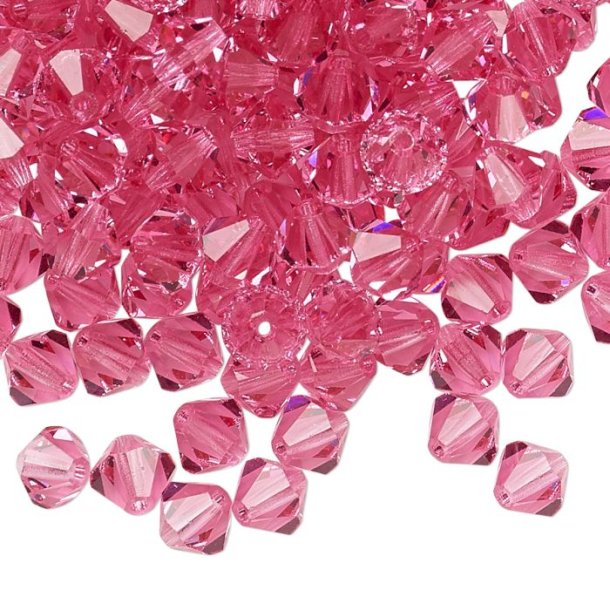 Preciosa, crystal, bead, pink, bicone, 4mm, 10 pcs