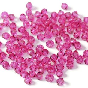 Preciosa, Kristall, Perle, fuchsia, Doppelkegel, 4 mm, 10 Stück