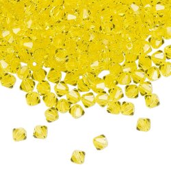 Preciosa, Kristall, Perle, citrine yellow, Doppelkegel, 4mm, 10 St&uuml;ck