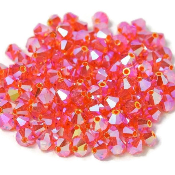 Preciosa, crystal, pearl, hyacinth, 2xAB, iridescent, bicone, 4 mm, 10 pcs