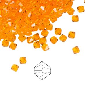 Preciosa, crystal, bead, orange, bicone, 3mm, 10 pcs