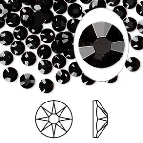 Swarovski-Kristalle, schwarz facettiert, Spitze, flache Rückseite, 7x3 mm, 2 Stk.