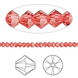 Swarovski crystal, padparadscha, bicone, 3mm, 10pcs.